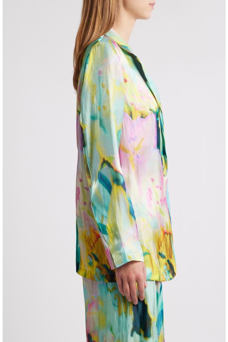 Joan Print One-Button Satin Blazer, Alternate, color, CAPRI MULTI