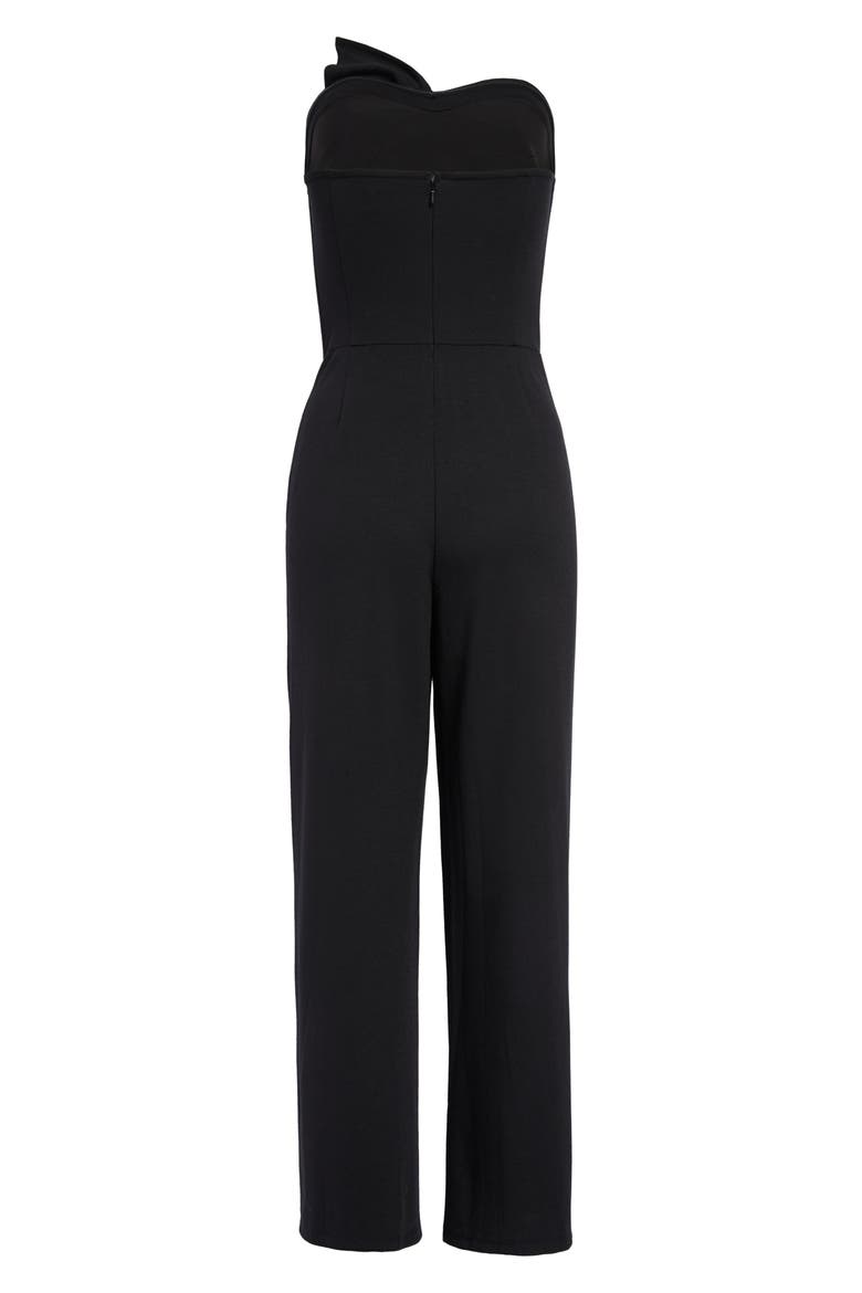 Bow Front Strapless Jumpsuit, Alternate, color, BLACK