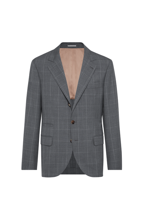 Brunello Cucinelli Virgin Wool Blazer In Gray
