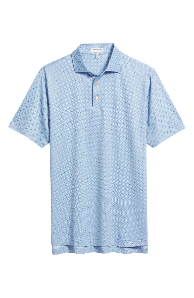 Peter Millar Barrier Microprint Performance Jersey Polo, Main, color, Stream Blue