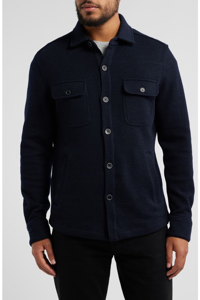 Mezner Wool & Cotton Knit Overshirt, Alternate, color, NAVY