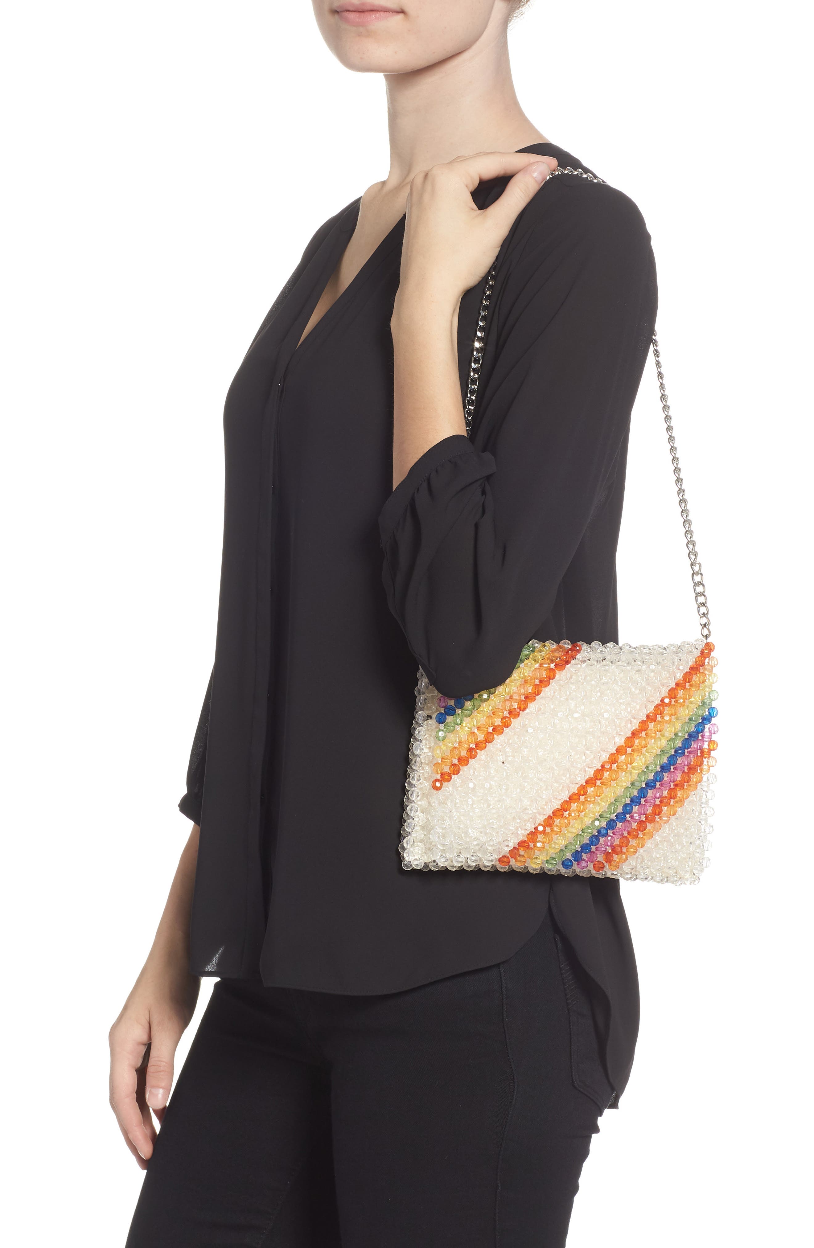 Zizi Beaded Rainbow Shoulder Bag, Alternate, color, CLEAR MULTI