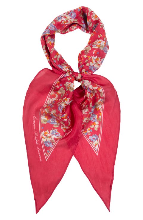 Large Floral Silk Diamond Scarf