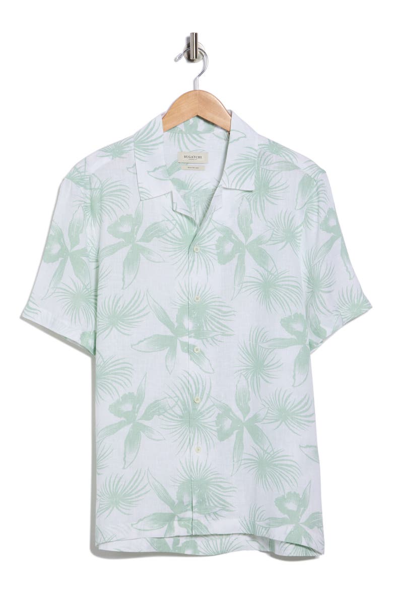Jackson Floral Linen Camp Shirt, Alternate, color, FORREST