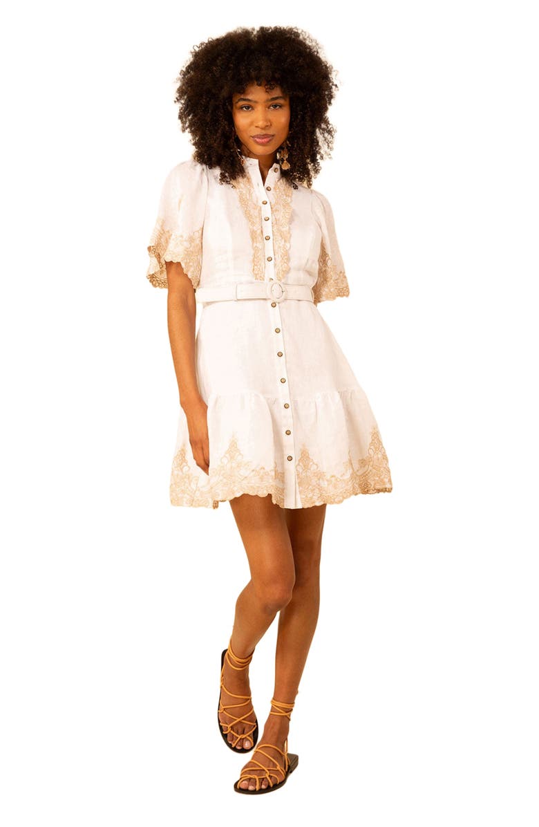 Hale Bob Haven Embroidered Linen Dress, Alternate, color, 