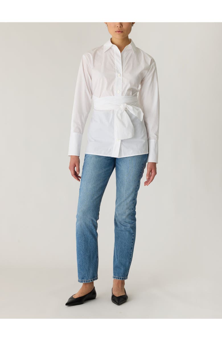 Rebecca Taylor Poplin Wrap Blouse, Main, color, Milk