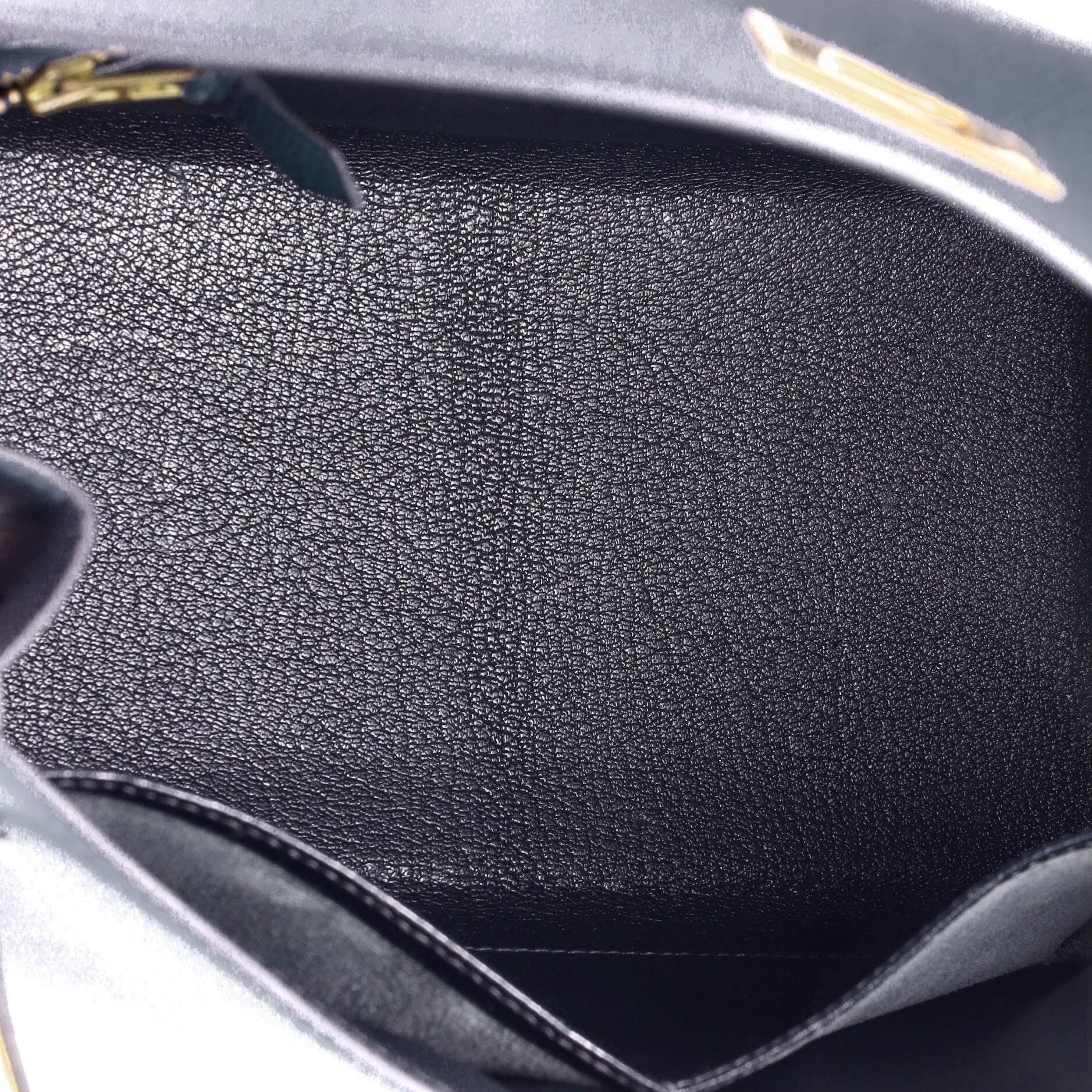 Pre-Owned Hermes Kelly Handbag Blue Courchevel with Gold Hardware 28, Alternate, color, 