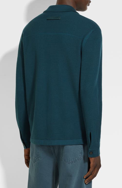 Shop Zegna Wool Cardigan In Dark Green Solid