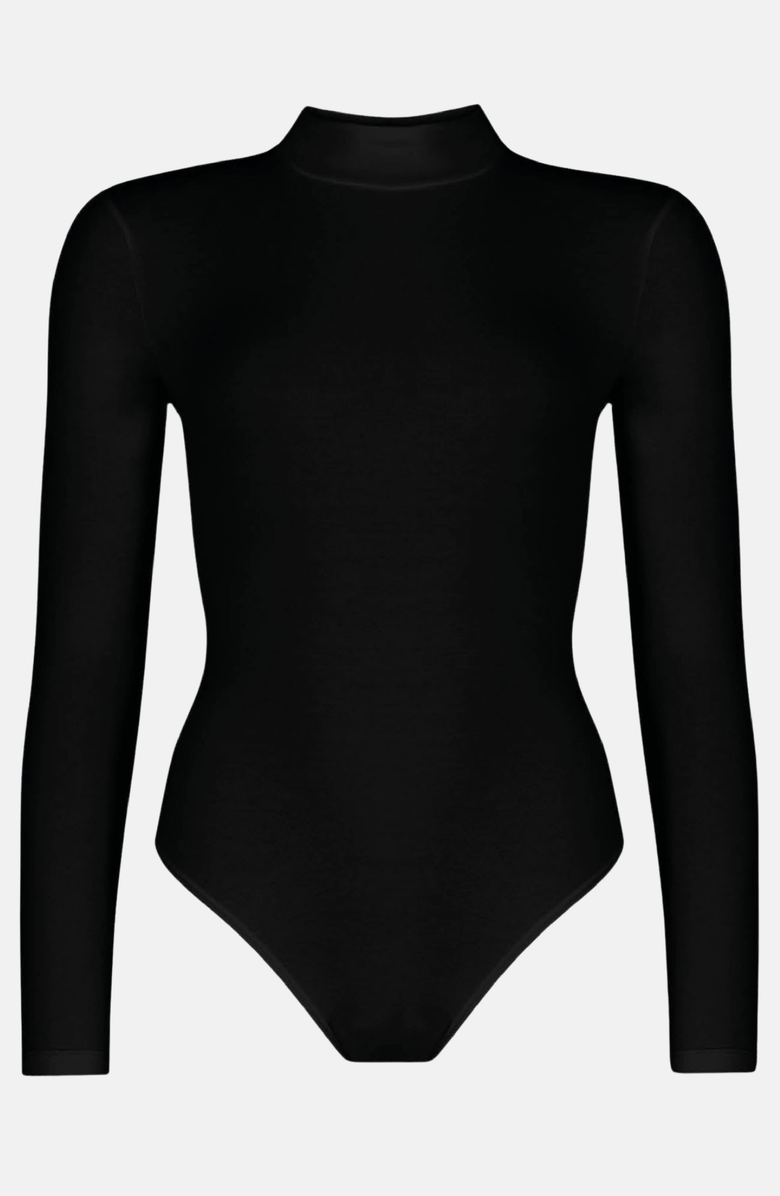 OW Collection LEXI Turtleneck Bodysuit, Alternate, color, Black