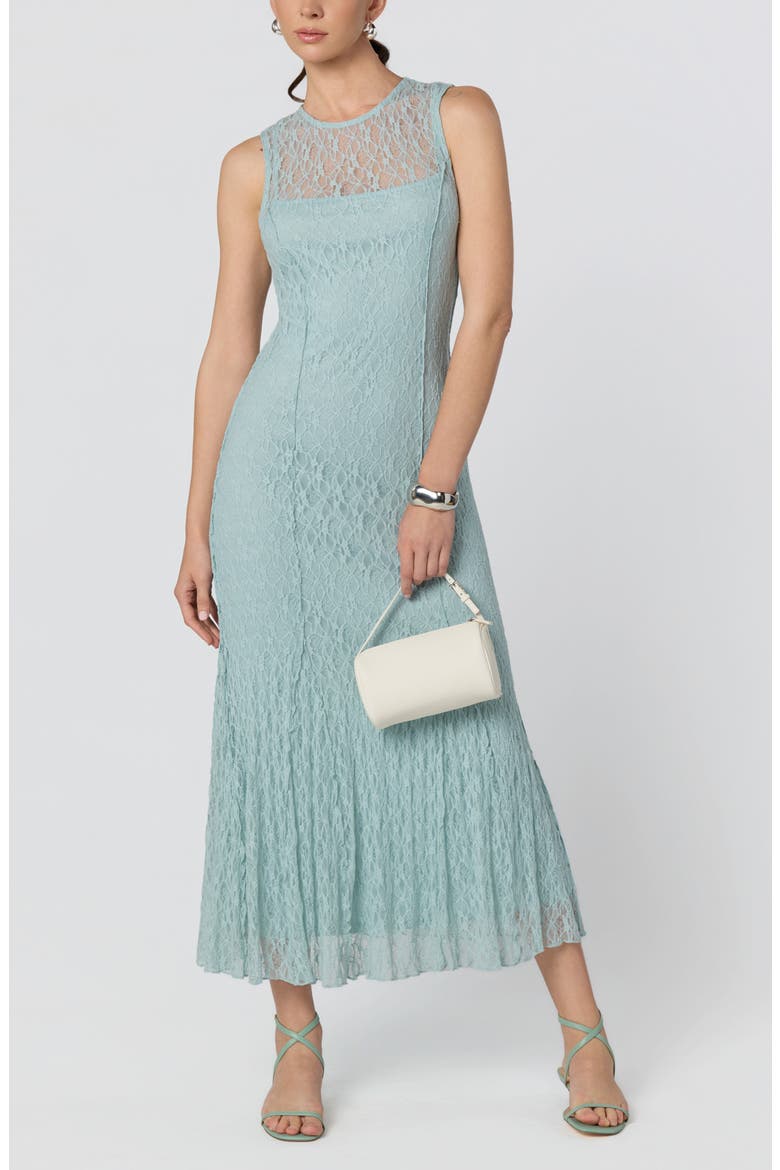 Annabella Lace Overlay Midi Dress, Alternate, color, SEAFOAM