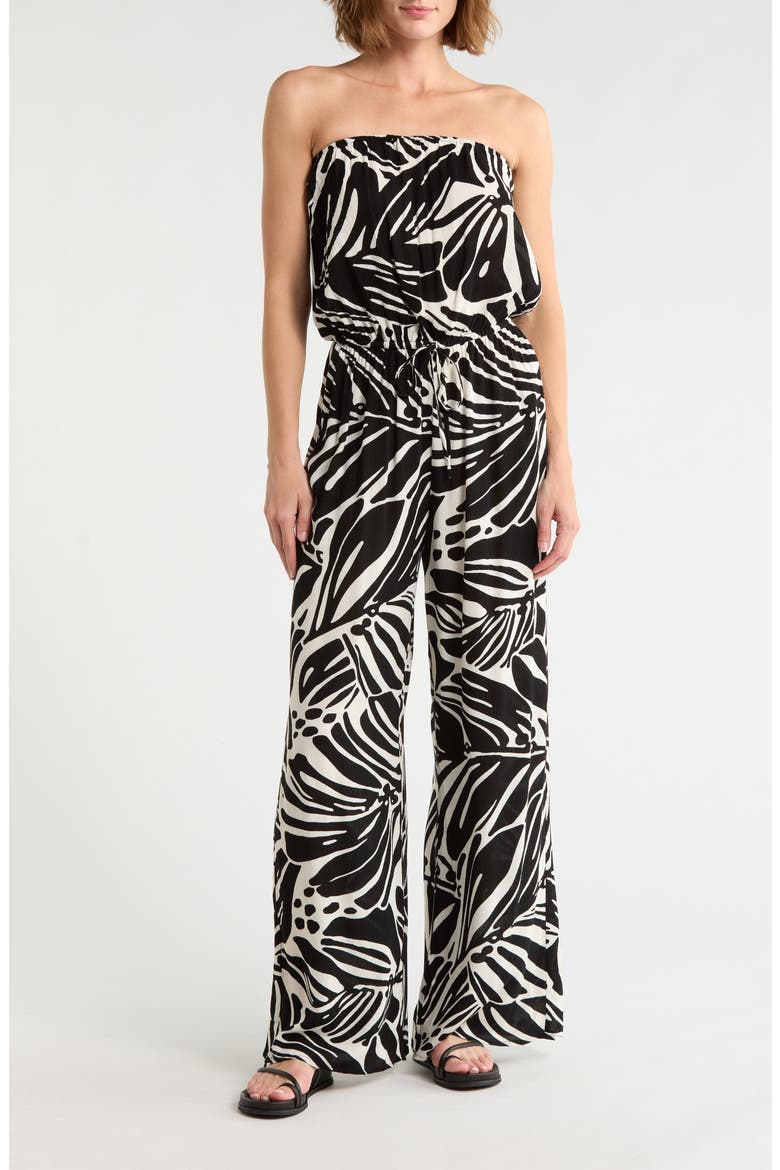 Strapless Cover-Up Jumpsuit, Main, color, BLACK KAUAI