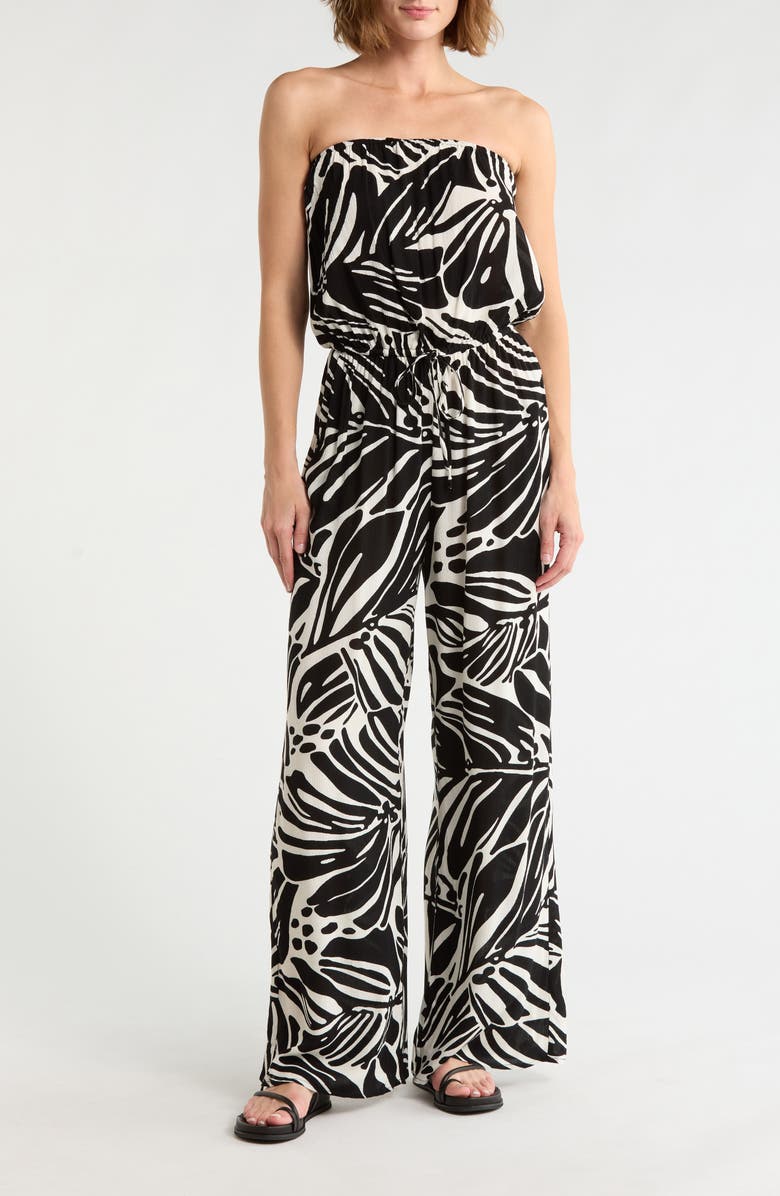 Elan Strapless Cover-Up Jumpsuit, Main, color, Black Kauai