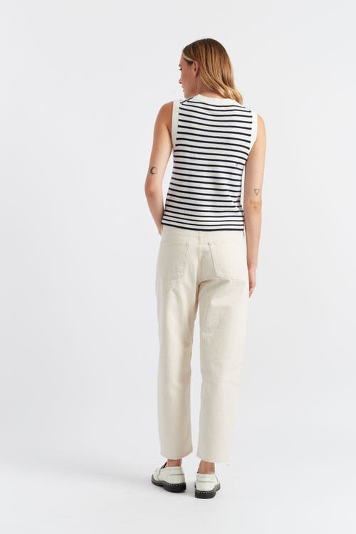 Chinti & Parker Pure Merino Heart Breton Tank In Cream/navy/true Red