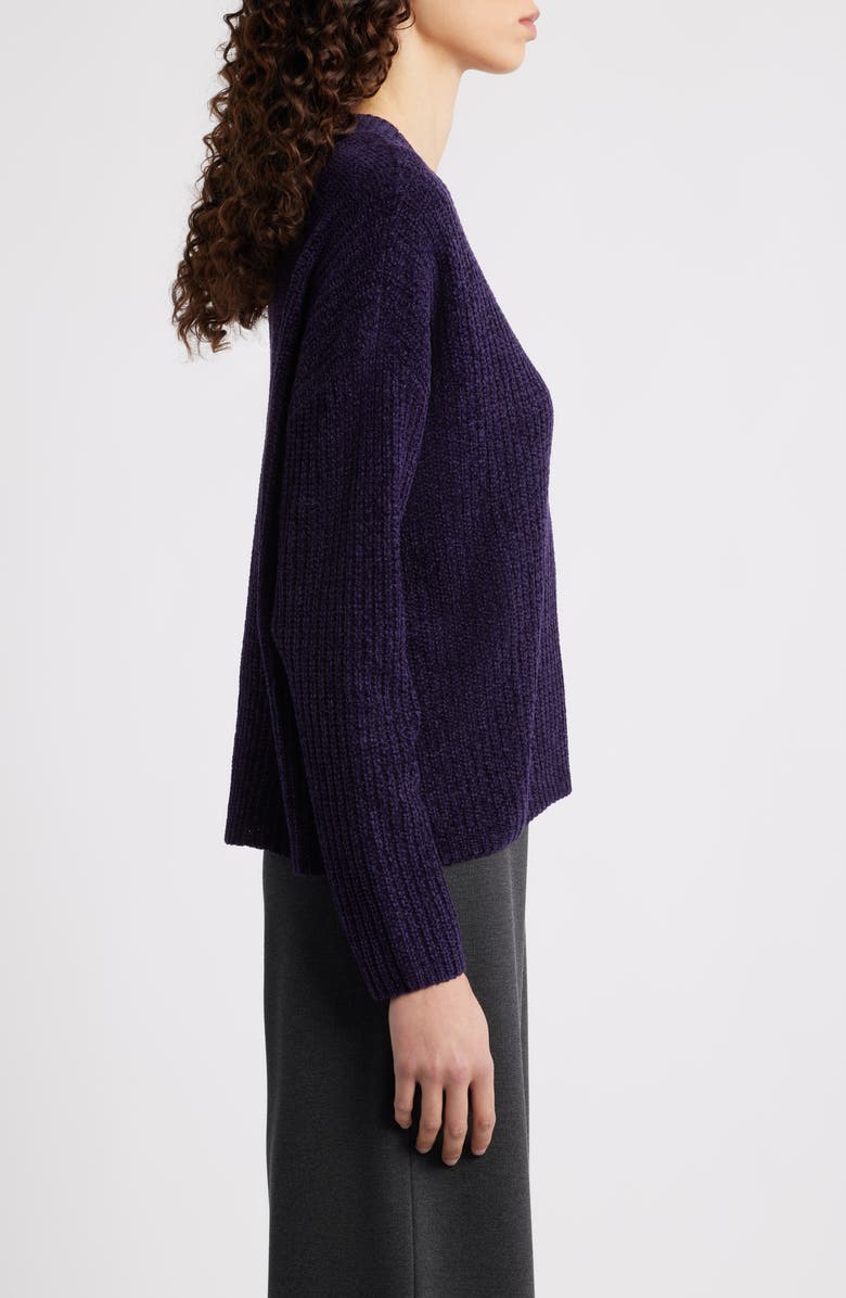 Eileen Fisher V-Neck Stretch Cotton Sweater, Alternate, color, Aubergine