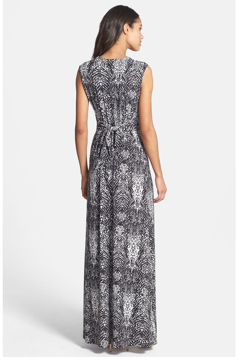 Print Front Knot Jersey Maxi Dress, Alternate, color, BLACK PRINT