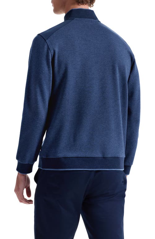 Bugatchi Mélange Quarter Zip Top In Blue