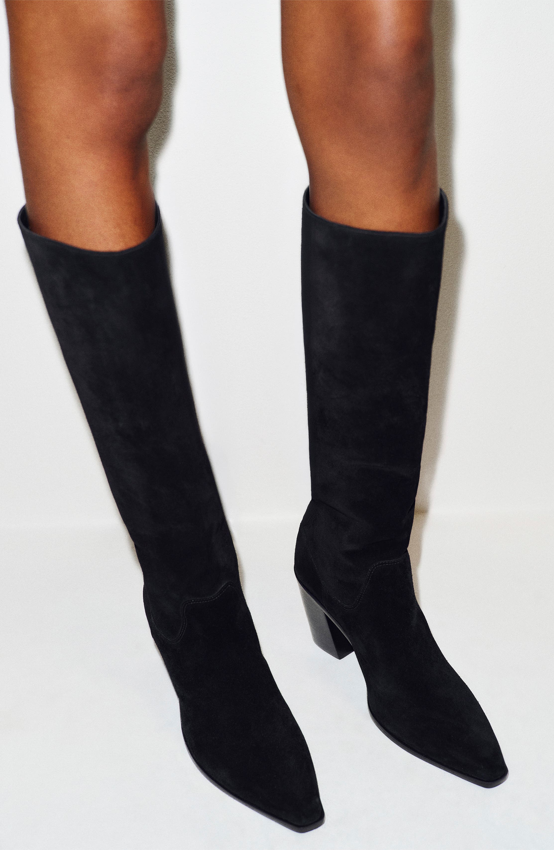 Dominique Leather Knee High Boot, Alternate, color, BLACK SUEDE