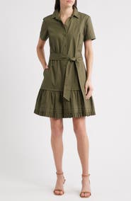 Eliza J Short Sleeve Cotton Shirtdress