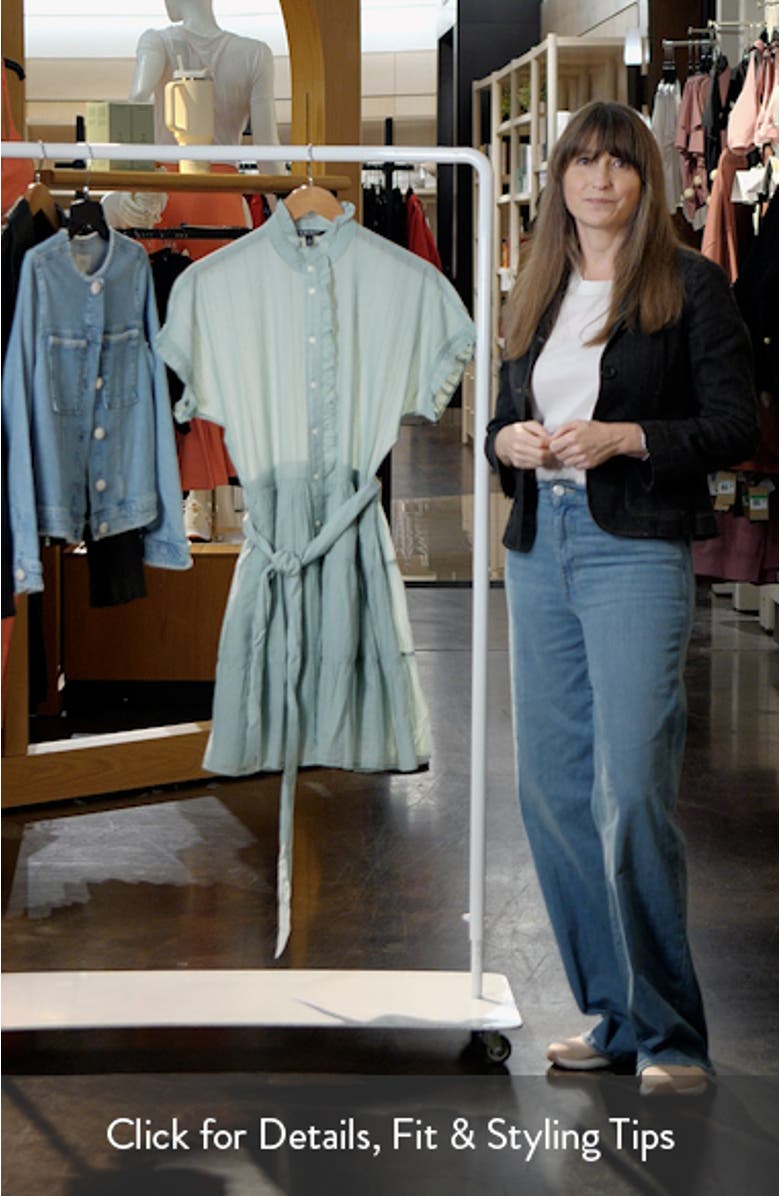 Ruffle Trim Cotton Voile Shirtdress, sales video thumbnail