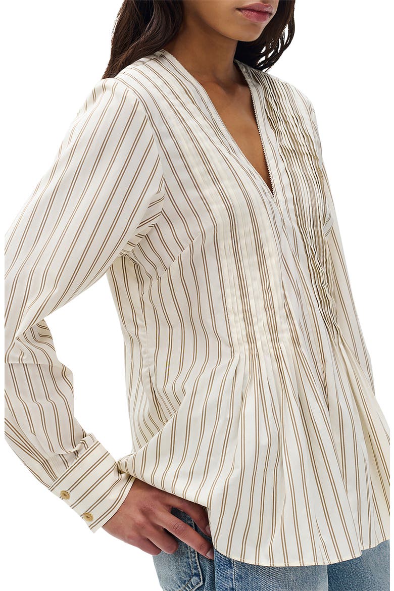 Asher Stripe Pleated Cotton Blouse, Alternate, color, DRCLS