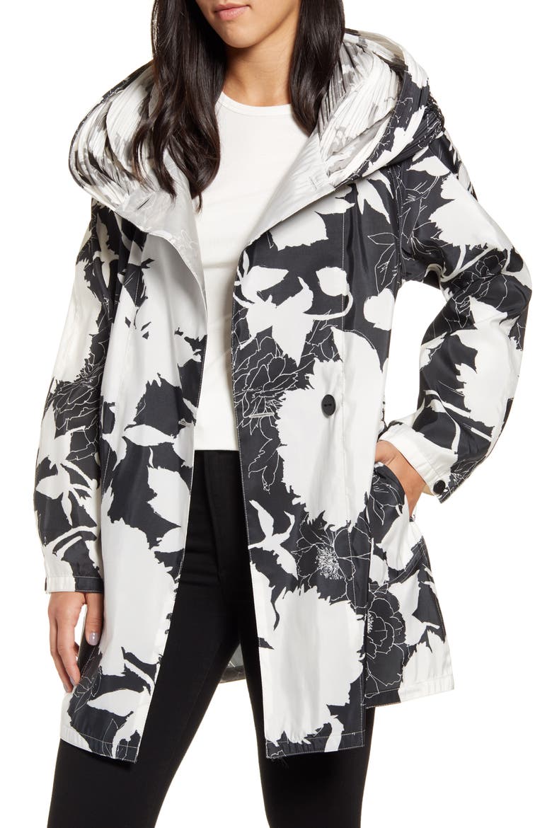 Andi Reversible Hooded Raincoat, Main, color, BLACK/ WHTE