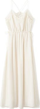 MANGO Crinkled Sleeveless Dress with Openwork Embroidery