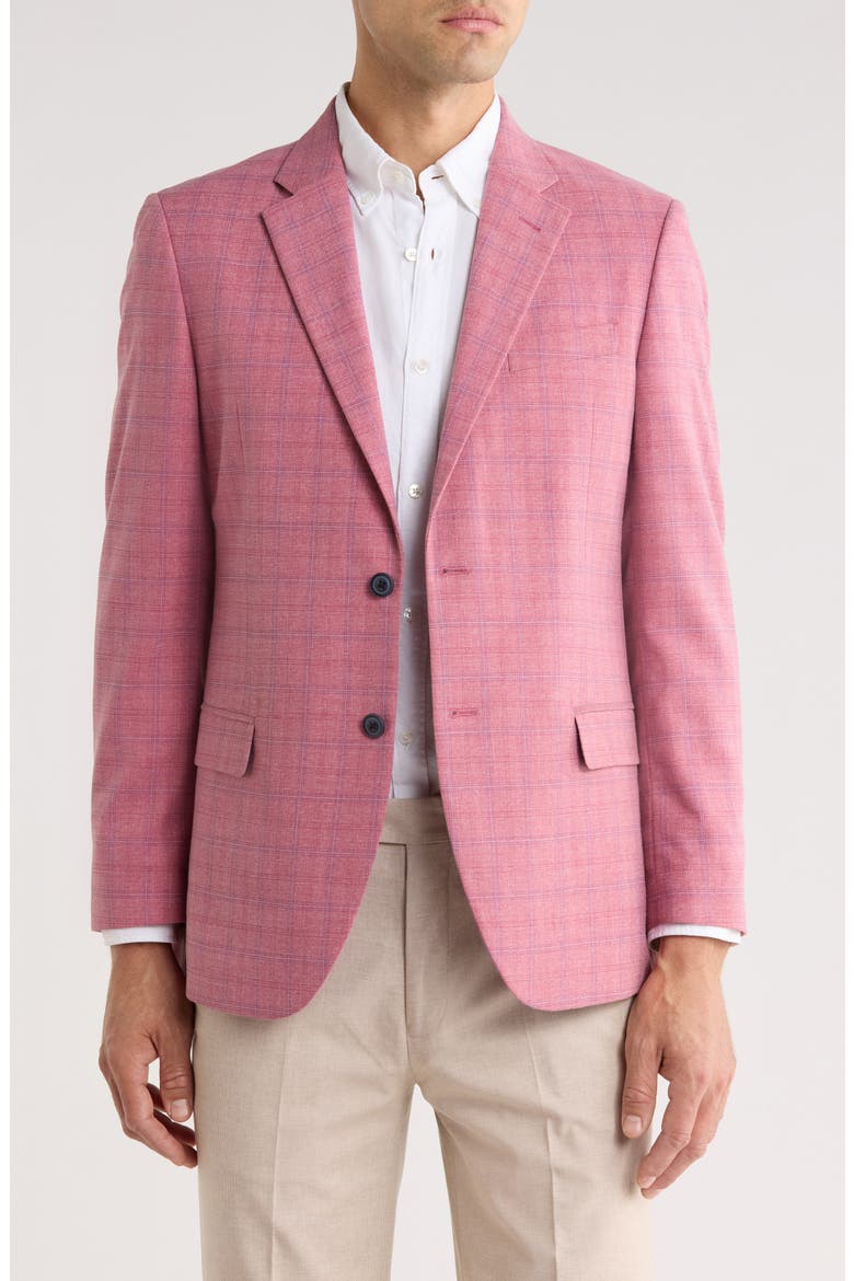 Pink Windowpane Plaid Stretch Sport Coat, Main, color, PINK