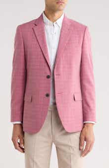 Nautica Pink Windowpane Plaid Stretch Sport Coat