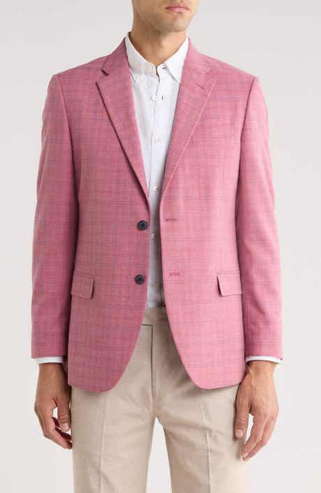 Nautica Pink Windowpane Plaid Stretch Sport Coat