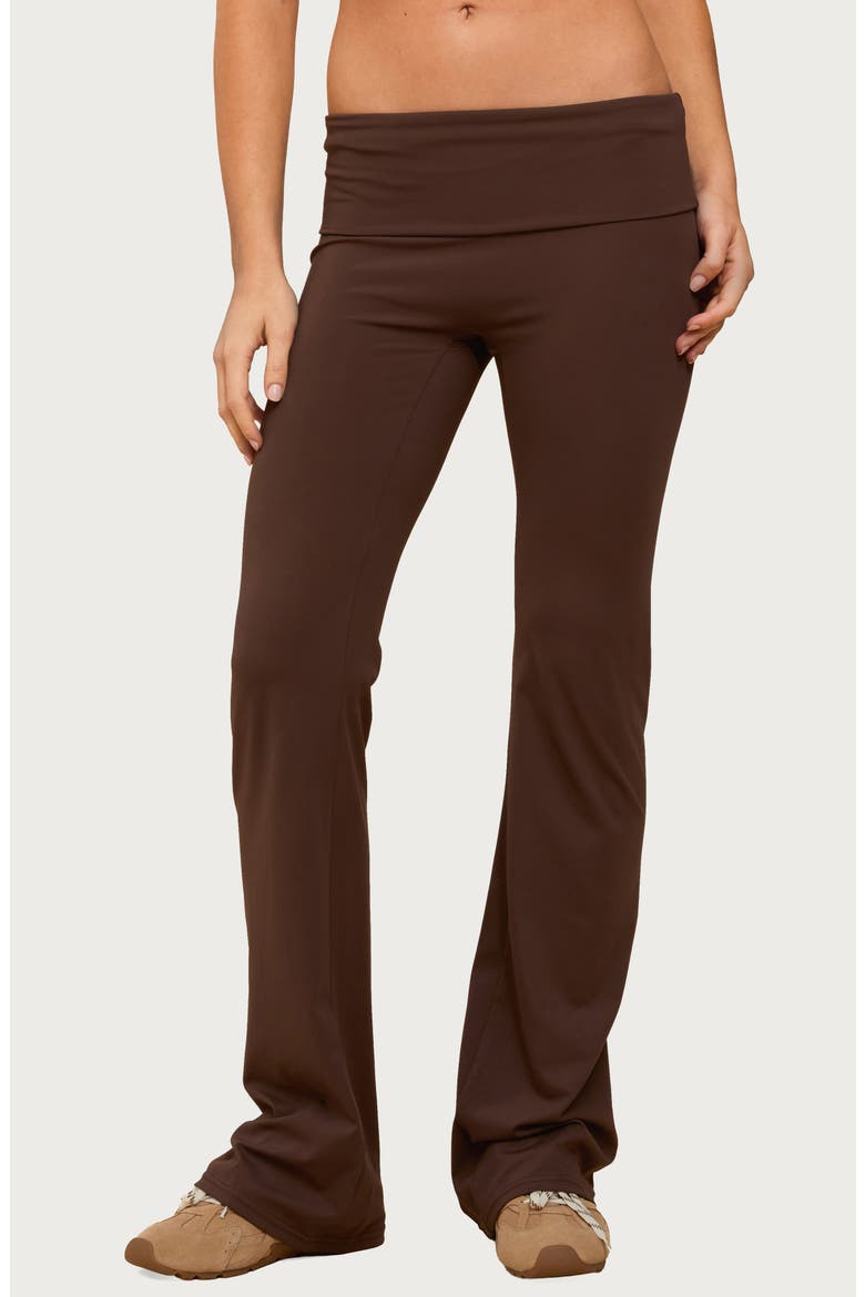 Oriane Foldover Flare Leggings, Main, color, BROWN