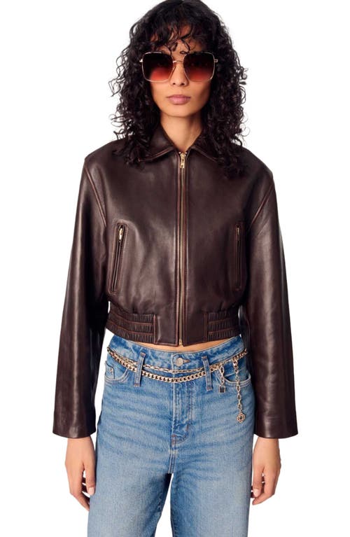 MAJE MAJE VINTAGE LEATHER CROPPED JACKET