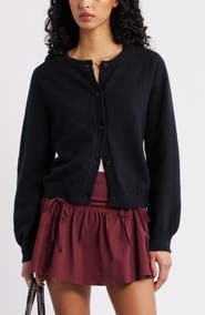 BP. Crewneck Cotton Blend Cardigan