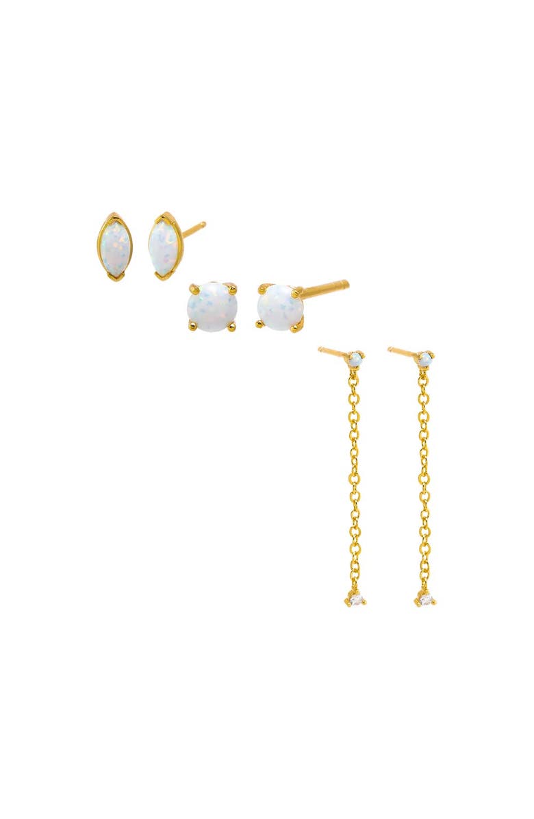 BY ADINA EDEN Hints Of Opal Stud Earring Combo Set, Main, color, White