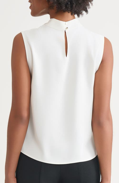Ming Wang Funnel Neck Crêpe De Chine Shell In White