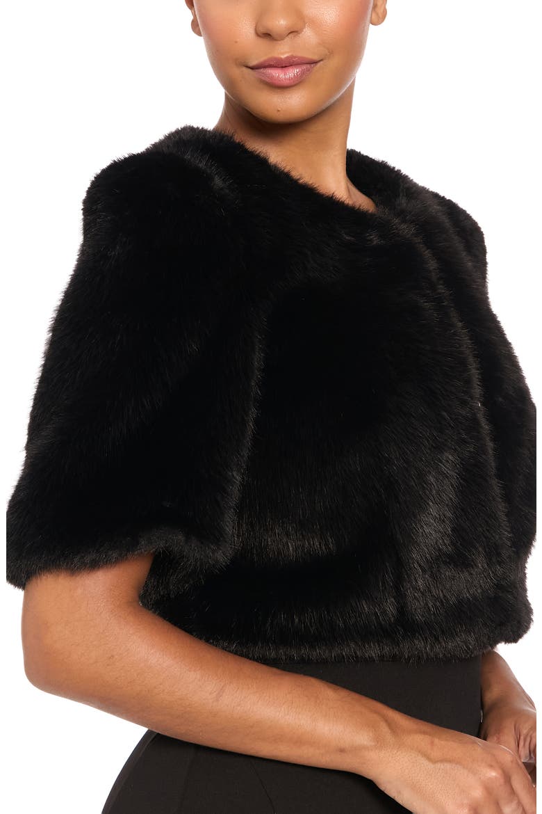 Faux Fur Crop Jacket, Alternate, color, BLACK
