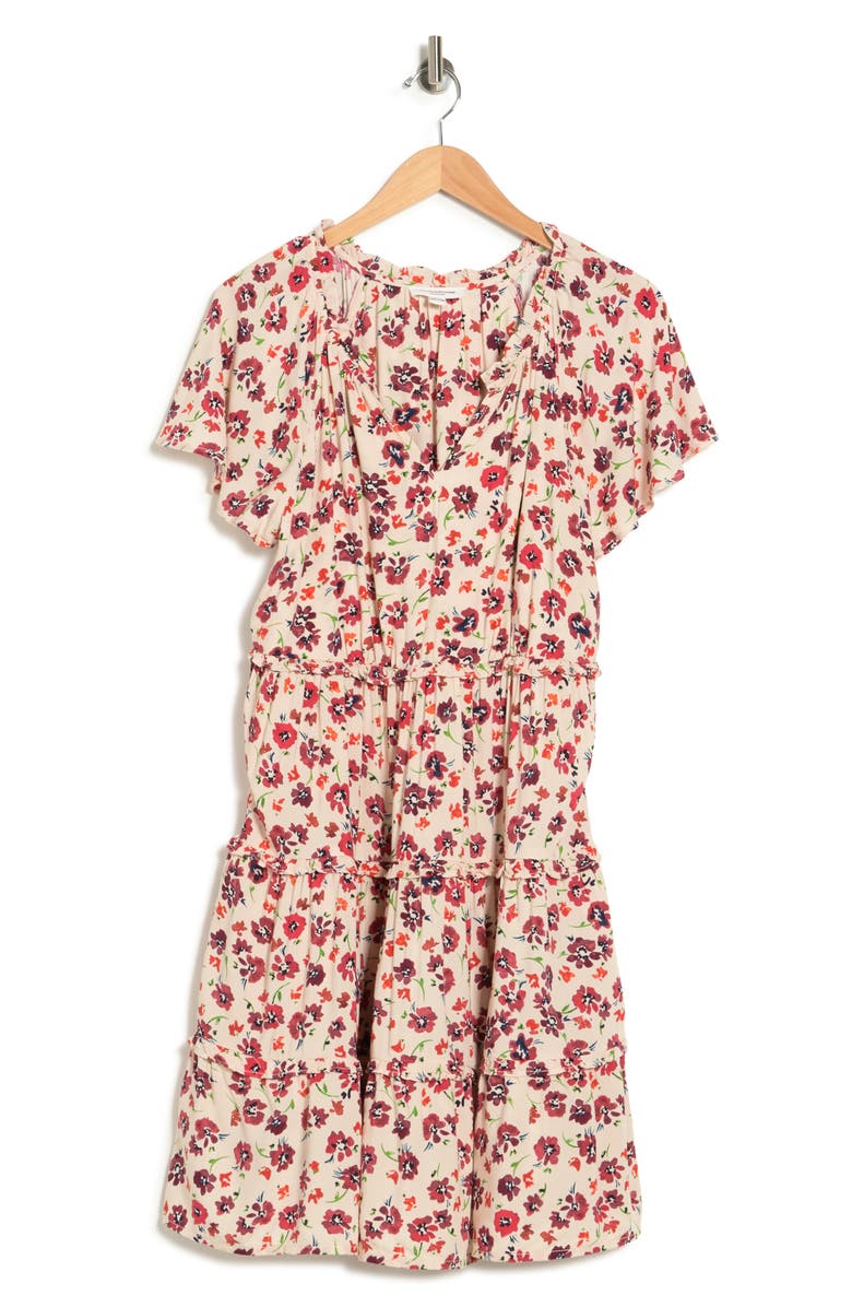 beachlunchlounge Women's Camila Floral Flutter Sleeve Dress, Alternate, color, Coquelicots