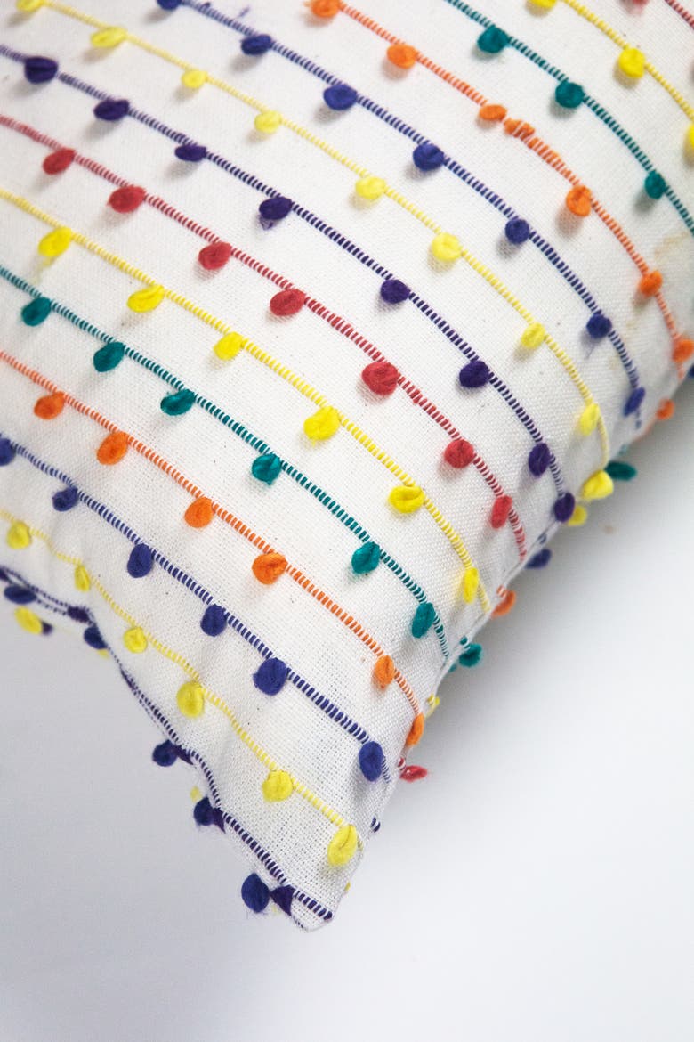 Vintage Rainbow Nubby Throw Pillow, Alternate, color, White