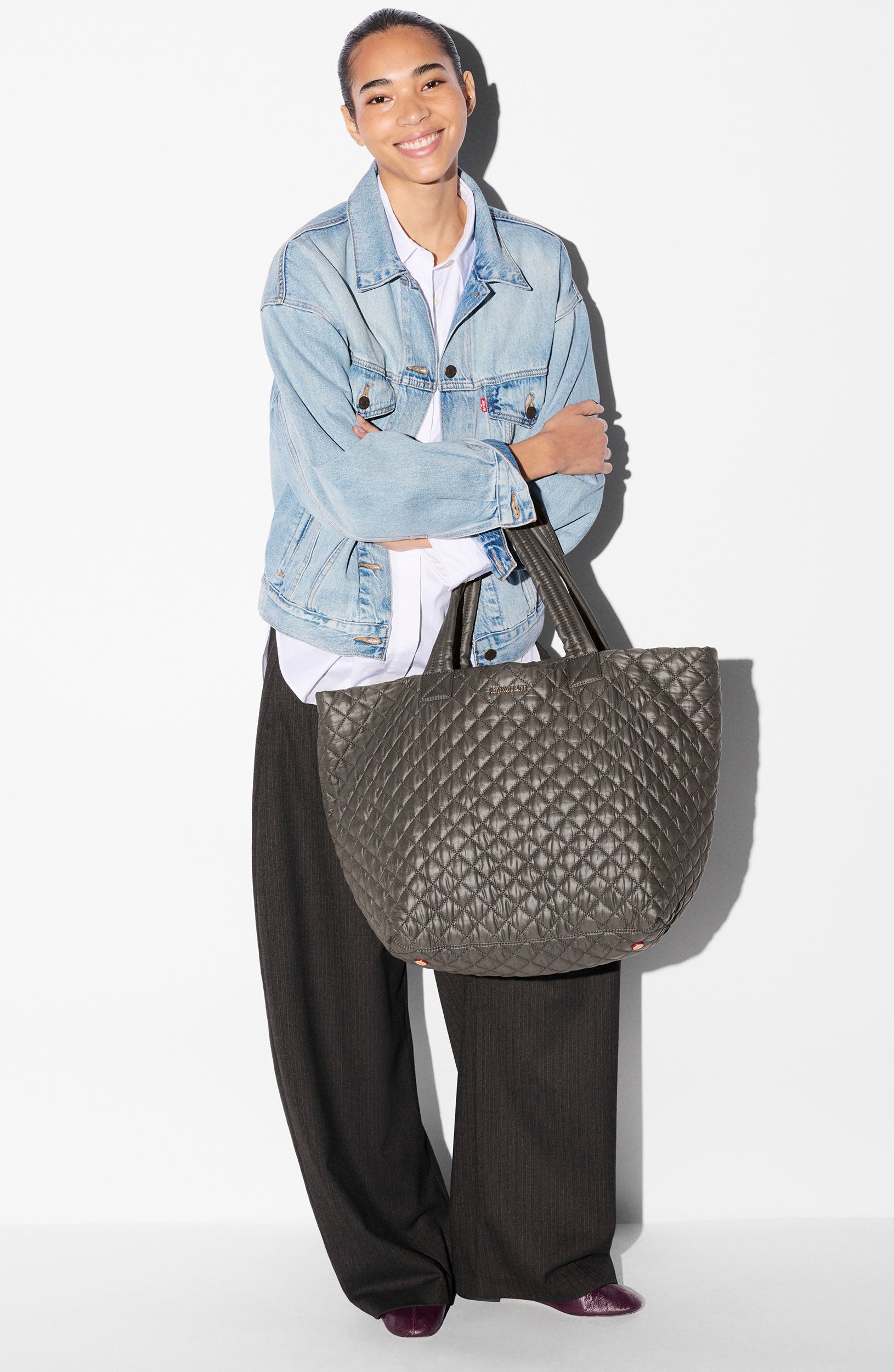 Large Metro Deluxe Quilted Nylon Tote, Alternate, color, MAGNET