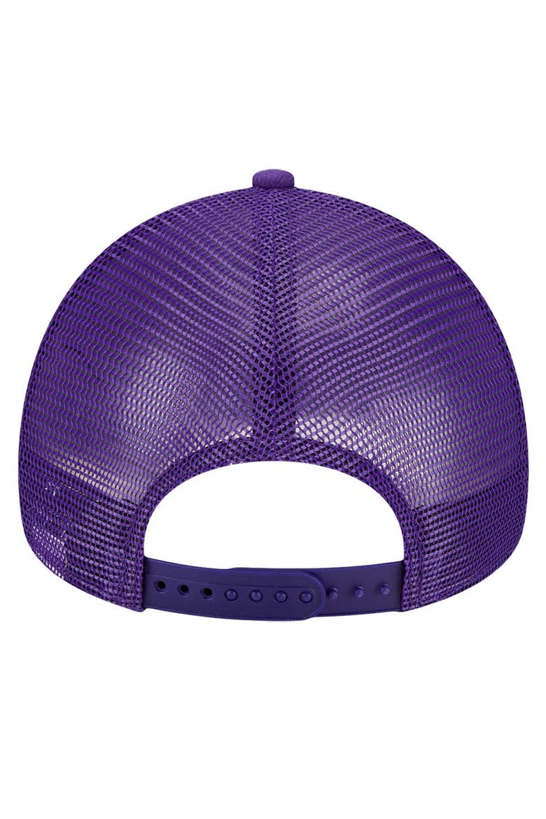Men's New Era Purple/Gold Los Angeles Lakers Tip Off A-Frame Trucker 9FORTY Adjustable Hat, Alternate, color, Purple