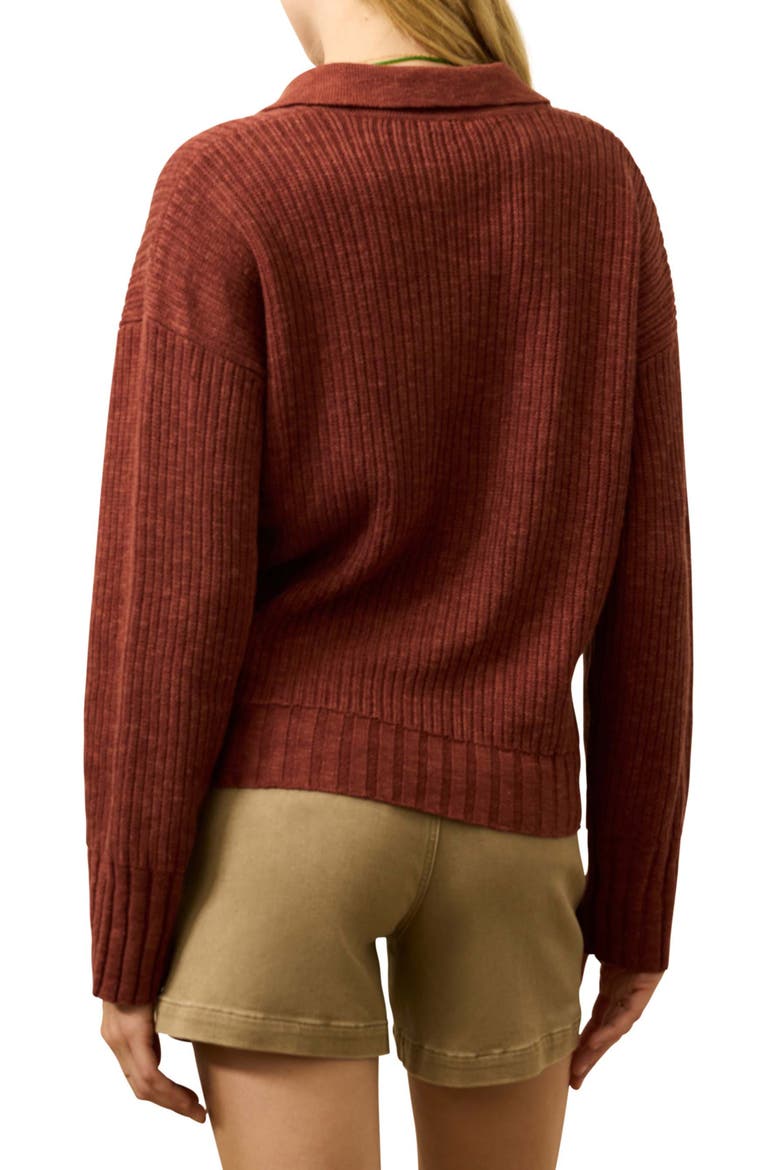 Miramar Linen & Organic Cotton Polo Sweater, Alternate, color, SMOKED PAPRIKA