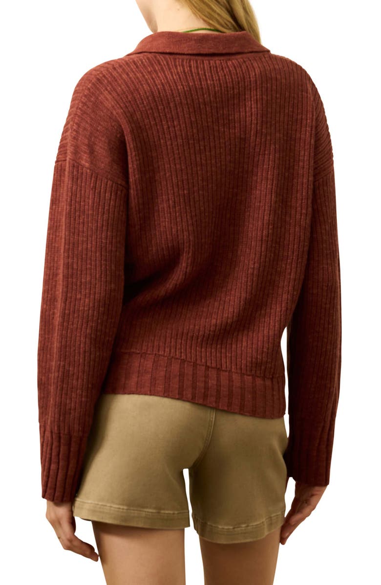 Faherty Miramar Linen & Organic Cotton Polo Sweater, Alternate, color, Smoked Paprika