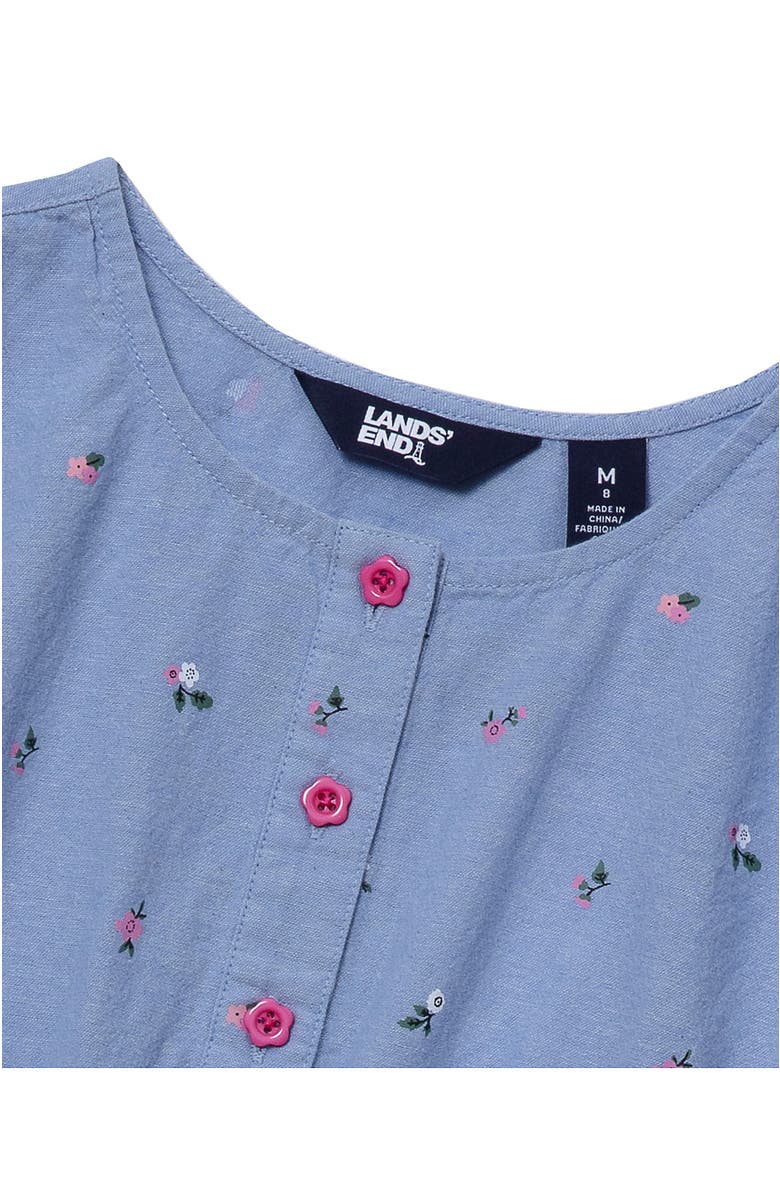 Lands' End Girls Short Sleeve Lightweight Denim Dress, Alternate, color, Cali Blue Ditsy Floral