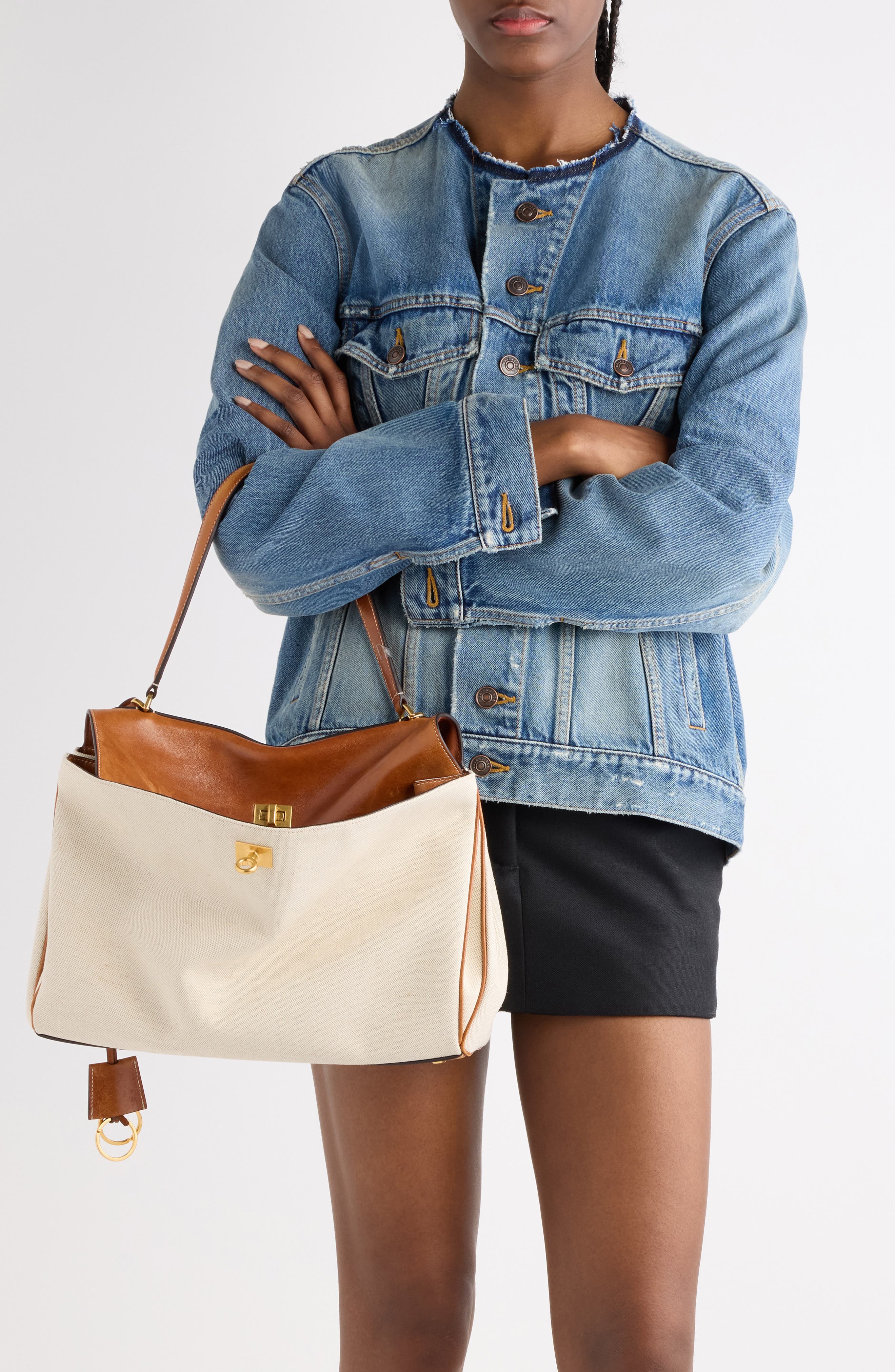Medium Rodeo Mixed Media Shoulder Bag, Alternate, color, 9228 NATURAL/ TAN COWBOY