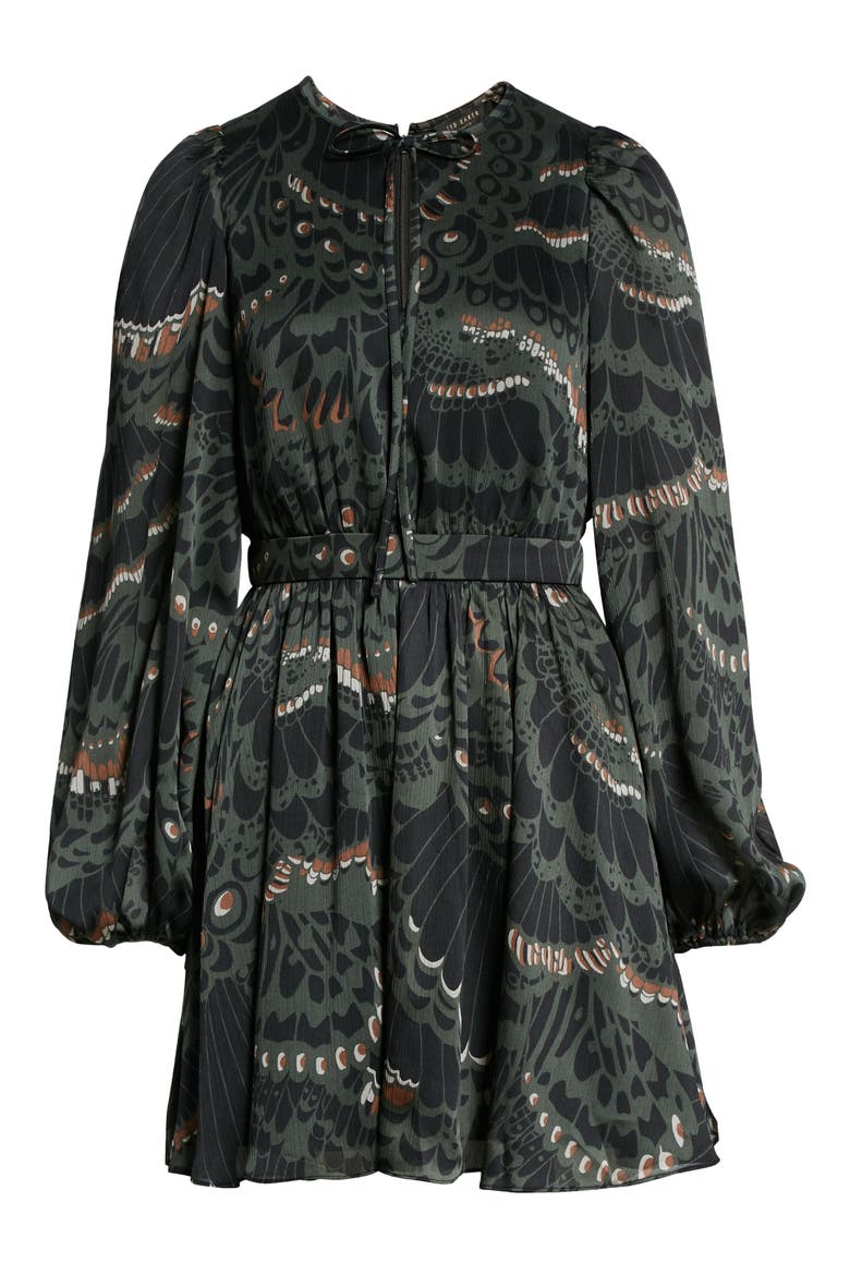 Chrissy Mix Print Long Sleeve Dress, Alternate, color, BLACK