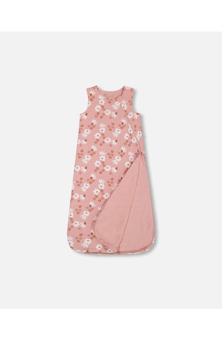 Deux par Deux Baby Girl's Printed Muslin Sleep Sack Pink And White Flowers, Alternate, color, Pink And White Flowers