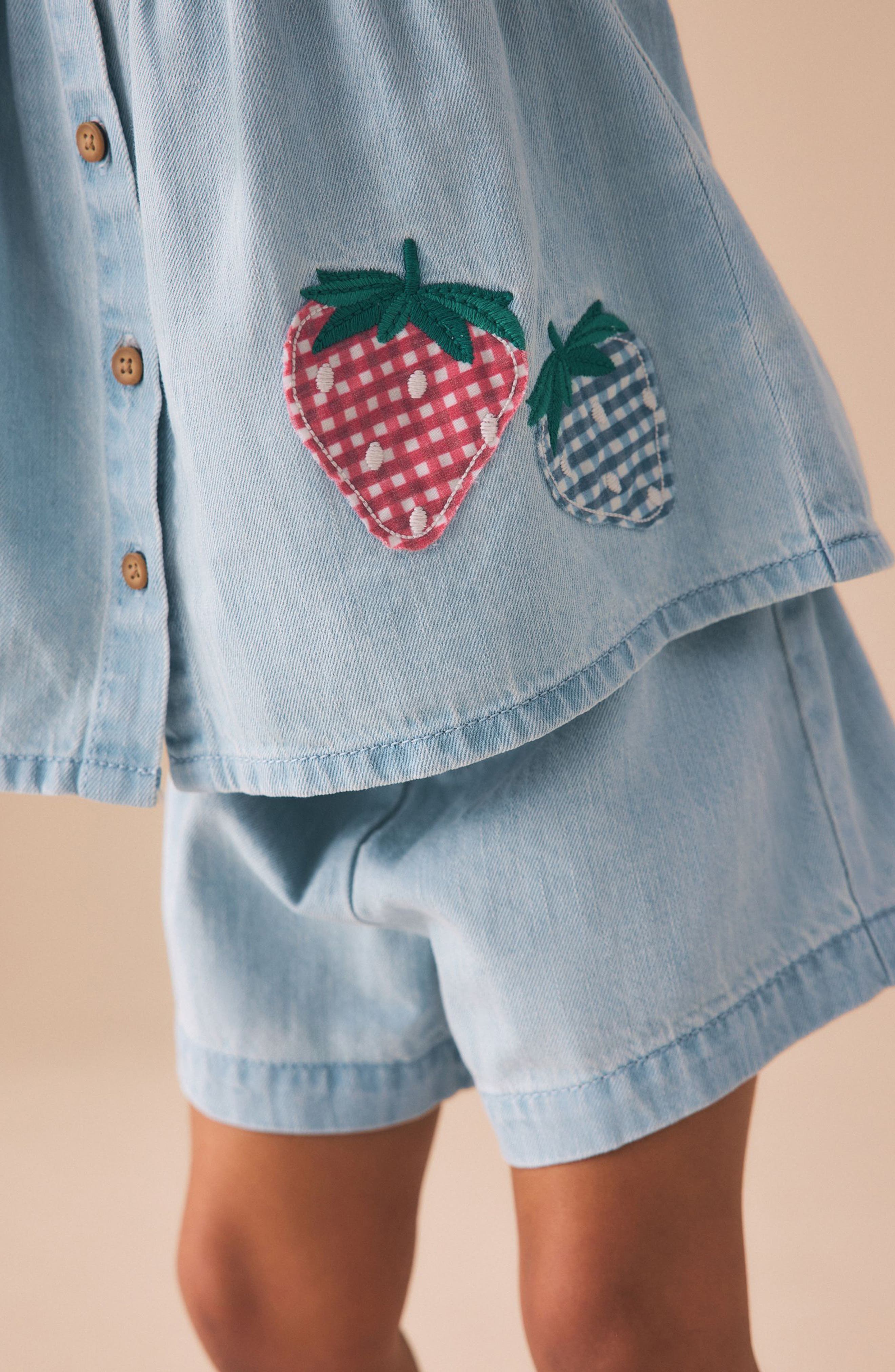 Детские NEXT Kids' Denim Babydoll Top & Shorts Set — фото 5