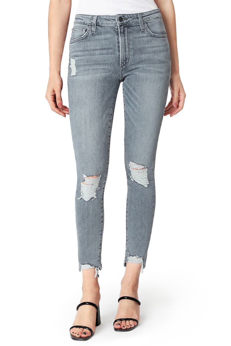 The Charlie Ripped High Waist Ankle Skinny Jeans, Main, color, VETIVER