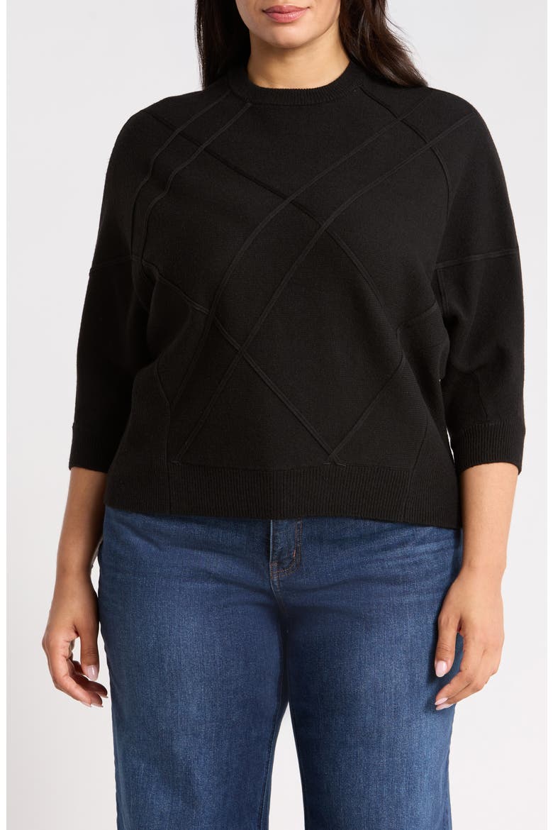 Dolman Sleeve Crewneck Sweater, Main, color, BLACK