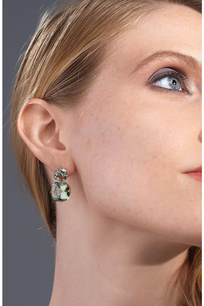 Gossip Double Drop Earrings, Alternate, color, TRANSLUCENT GREEN