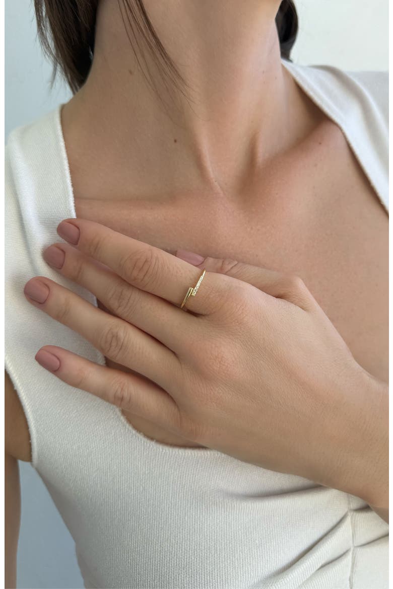14K Gold Plated Cubic Zirconia Bypass Ring, Alternate, color, GOLD
